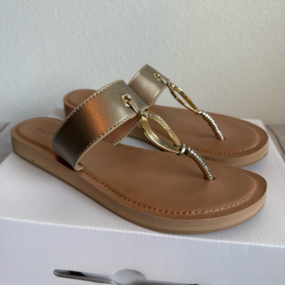 Aldo Gold and Tan Sandals